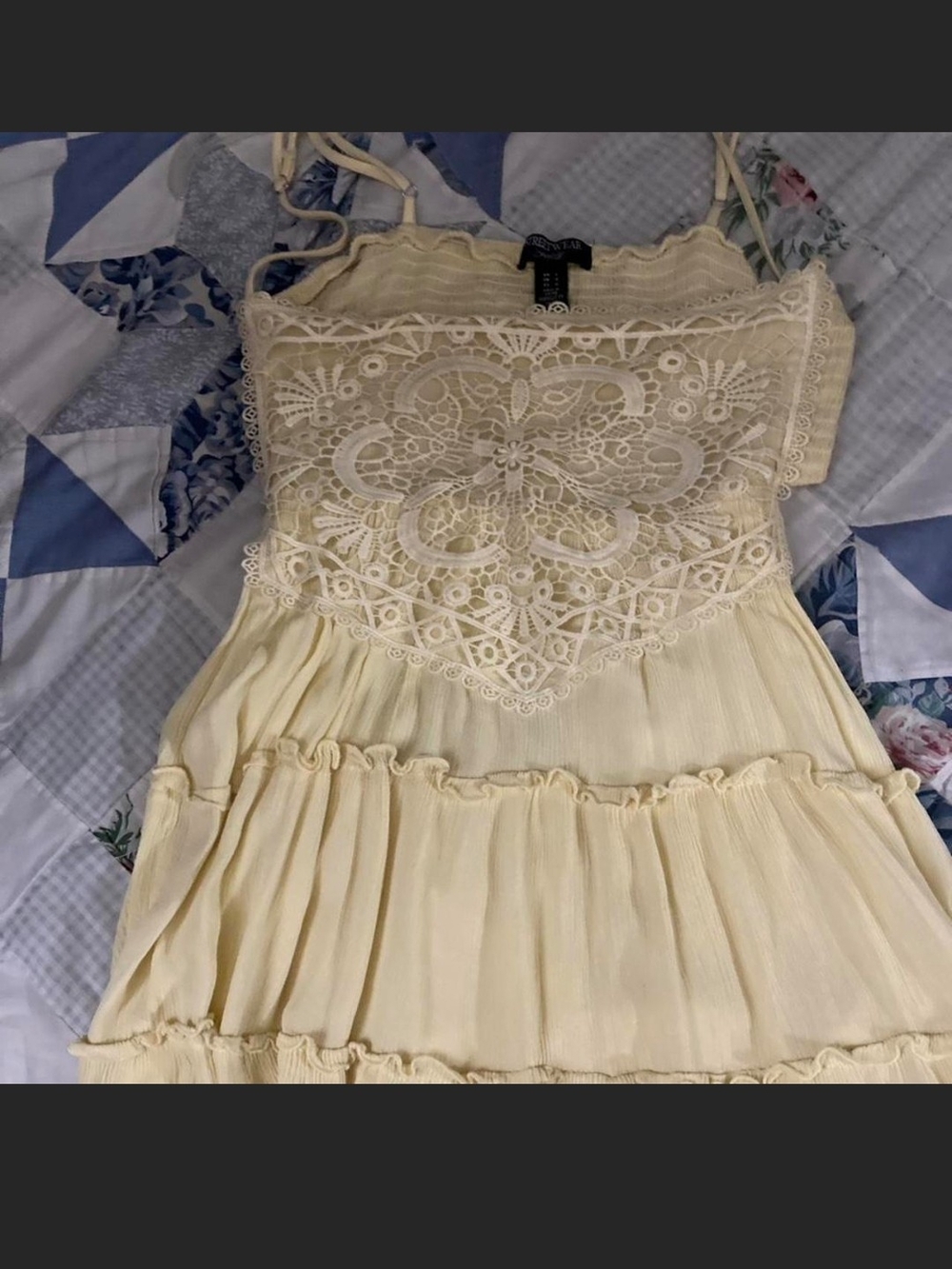 Streetwear Society Cream Lace-Front Tiered Kids Dress